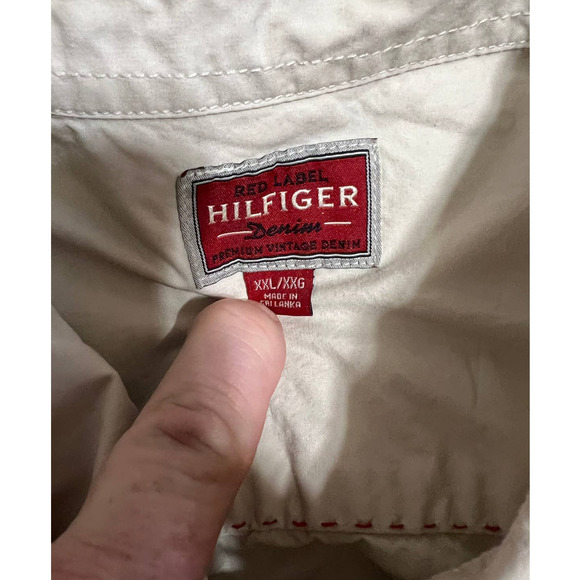 Hilfiger Red Label Light Tan Short Sleeved Button Down, Size XXL - Picture 3 of 5